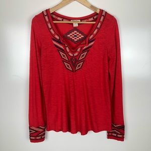 Lucky Brand long sleeve Aztec print tee. Size S